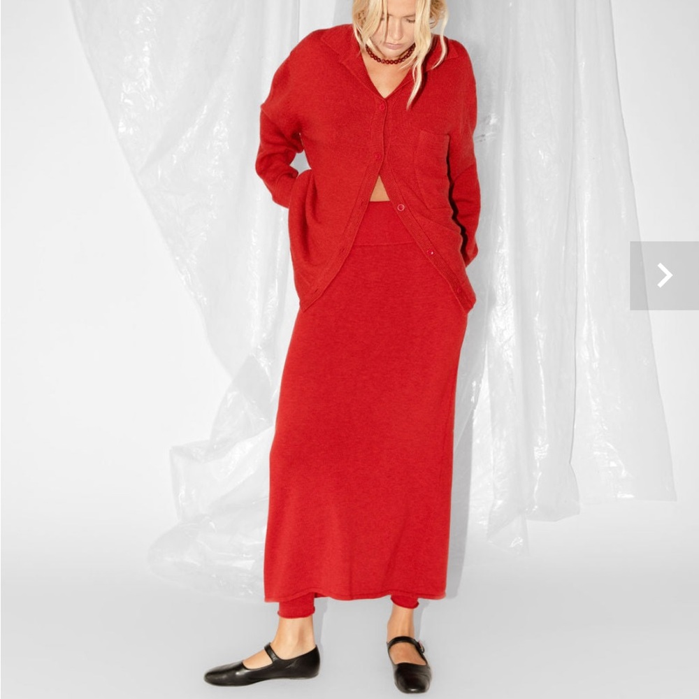 James Street Co Red Margot Sweater & Ola Skirt Set